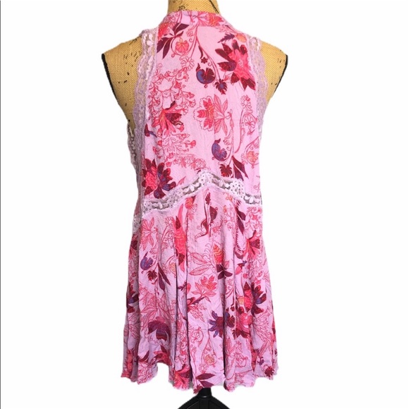 FREE PEOPLE Intimately Floral Voile & Lace Trim Flowy Slip Dress Small - Picture 3 of 9